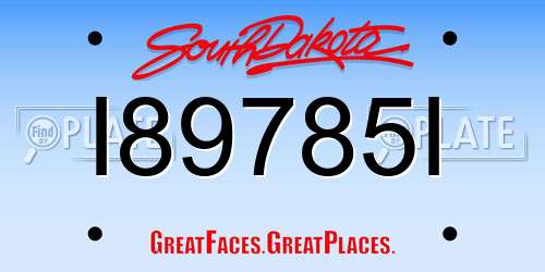 I89785I South Dakota License Plate