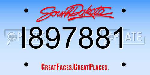I897881 South Dakota License Plate