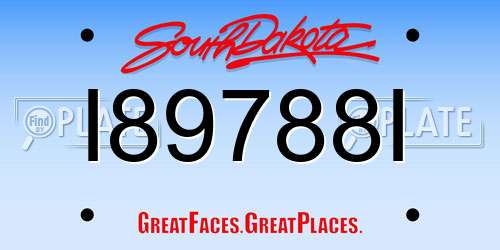 I89788I South Dakota License Plate