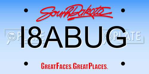 I8ABUG South Dakota License Plate