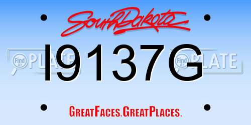 I9137G South Dakota License Plate