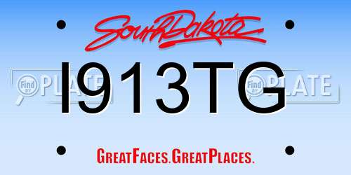 I913TG South Dakota License Plate