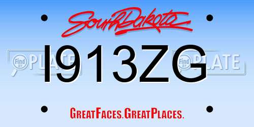 I913ZG South Dakota License Plate