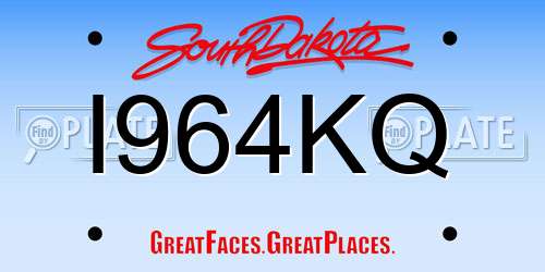 I964KQ South Dakota License Plate