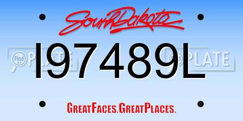 I97489L South Dakota License Plate