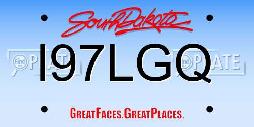 I97LGQ South Dakota License Plate
