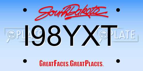 I98YXT South Dakota License Plate