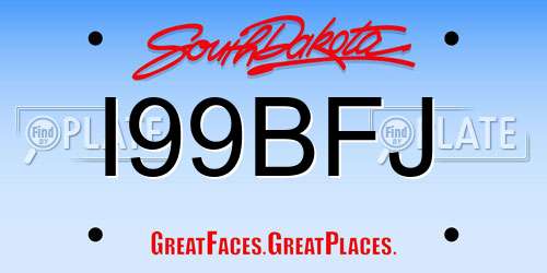 I99BFJ South Dakota License Plate