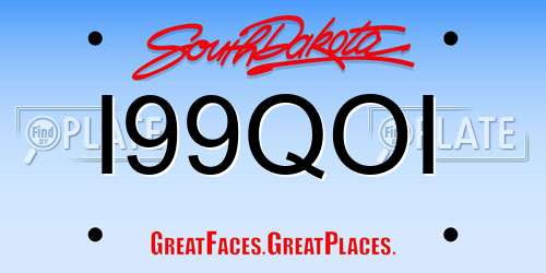 I99QOI South Dakota License Plate