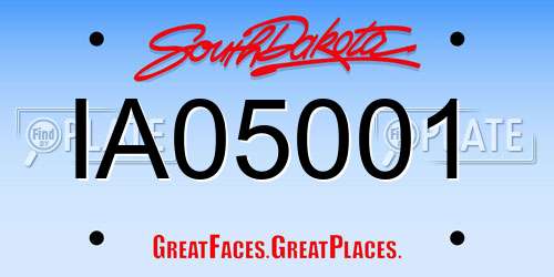 IA05001 South Dakota License Plate