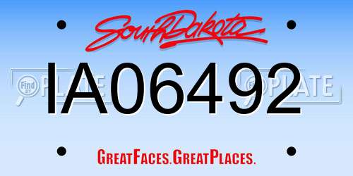 IA06492 South Dakota License Plate