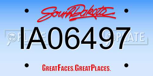 IA06497 South Dakota License Plate