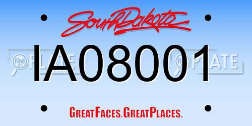 IA08001 South Dakota License Plate