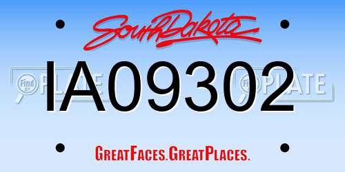 IA09302 South Dakota License Plate
