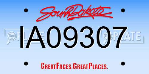 IA09307 South Dakota License Plate