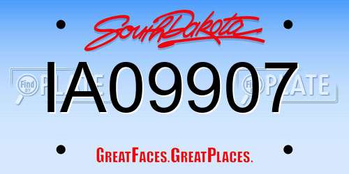 IA09907 South Dakota License Plate