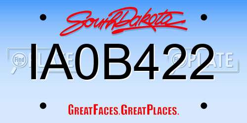 IA0B422 South Dakota License Plate