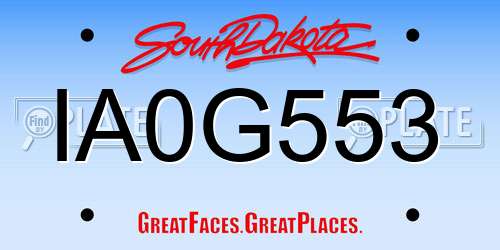 IA0G553 South Dakota License Plate