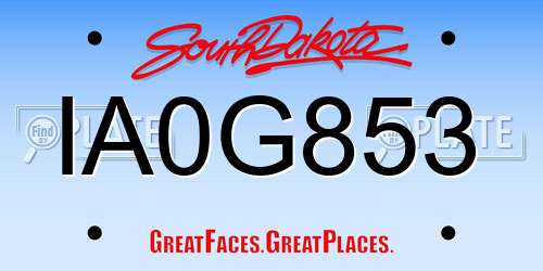 IA0G853 South Dakota License Plate