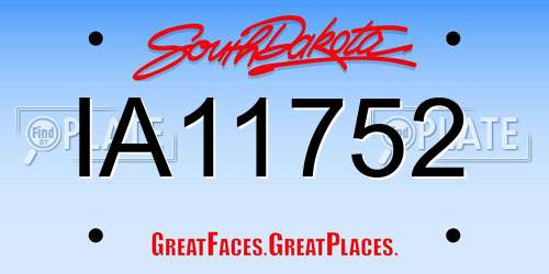 IA11752 South Dakota License Plate