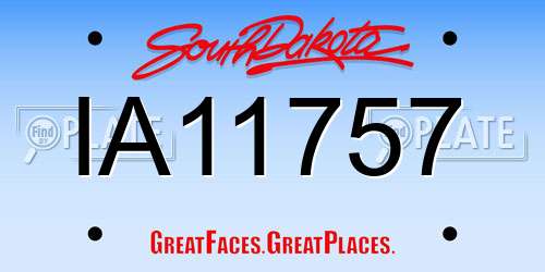 IA11757 South Dakota License Plate
