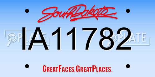 IA11782 South Dakota License Plate