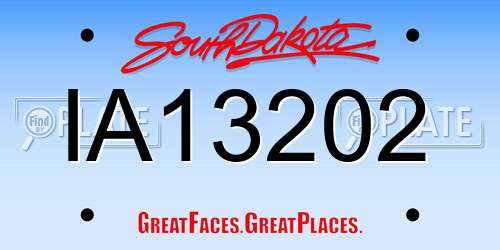 IA13202 South Dakota License Plate