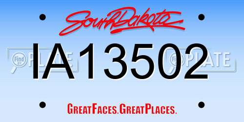 IA13502 South Dakota License Plate