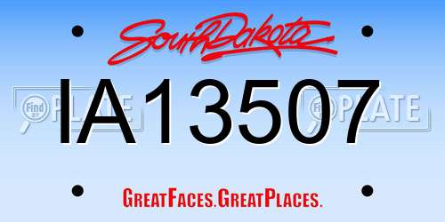 IA13507 South Dakota License Plate