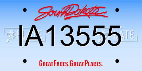 IA13555 South Dakota License Plate