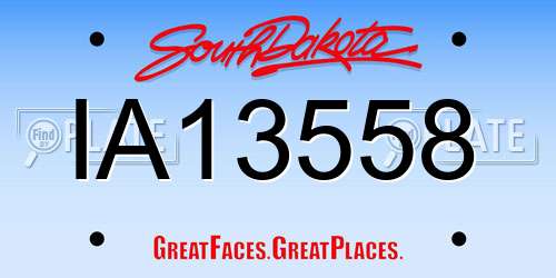 IA13558 South Dakota License Plate