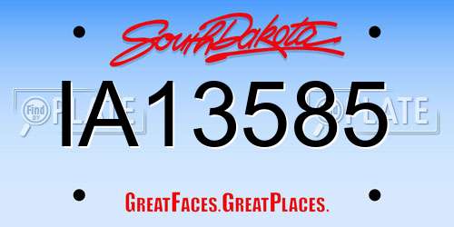 IA13585 South Dakota License Plate