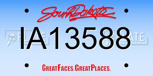 IA13588 South Dakota License Plate
