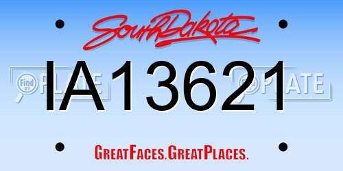 IA13621 South Dakota License Plate