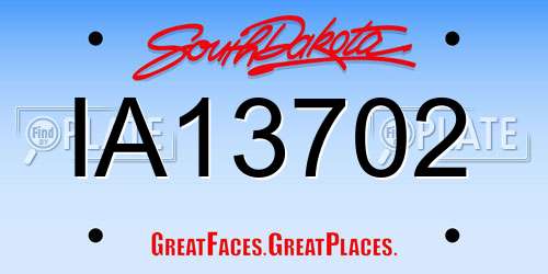 IA13702 South Dakota License Plate