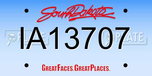 IA13707 South Dakota License Plate