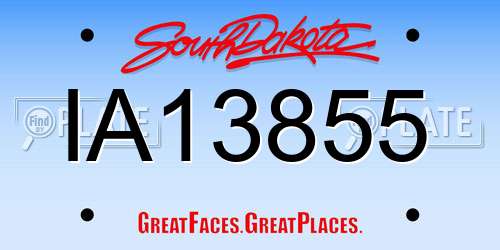 IA13855 South Dakota License Plate