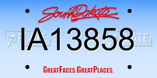 IA13858 South Dakota License Plate