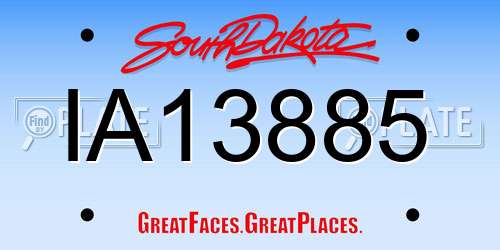 IA13885 South Dakota License Plate