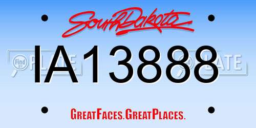 IA13888 South Dakota License Plate