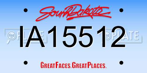 IA15512 South Dakota License Plate