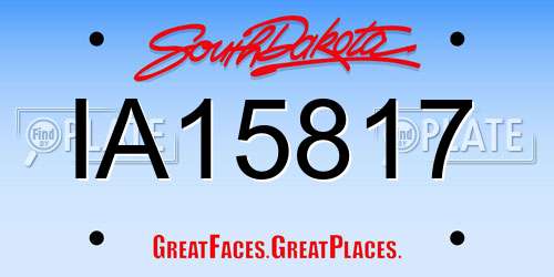 IA15817 South Dakota License Plate