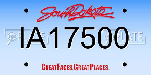 IA17500 South Dakota License Plate
