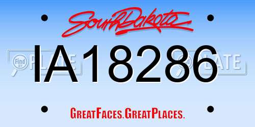 IA18286 South Dakota License Plate