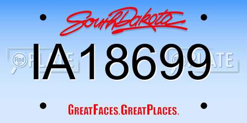 IA18699 South Dakota License Plate