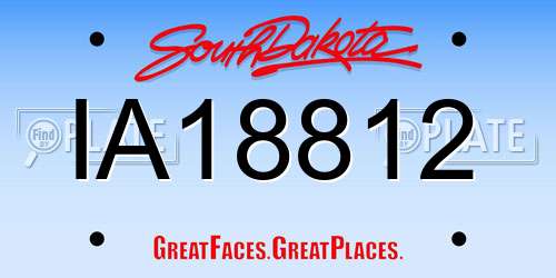 IA18812 South Dakota License Plate