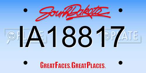 IA18817 South Dakota License Plate