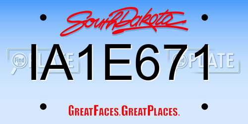 IA1E671 South Dakota License Plate