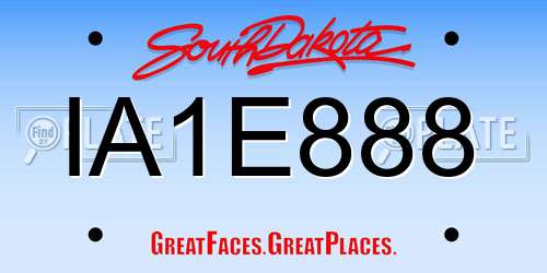 IA1E888 South Dakota License Plate