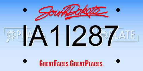 IA1I287 South Dakota License Plate